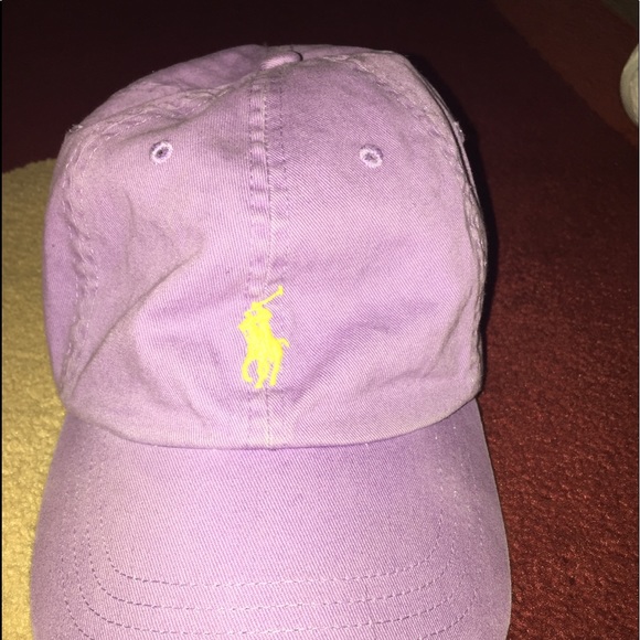 purple polo hat with yellow horse